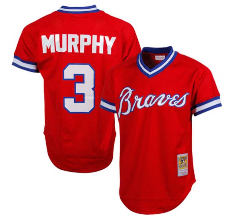 Men's Atlanta Braves #3 Dale Murphy Red Mitchell & Ness Stitched Jersey Men's Atlanta Braves #3 Dale Murphy Red Mitchell & Ness Stitched Jersey